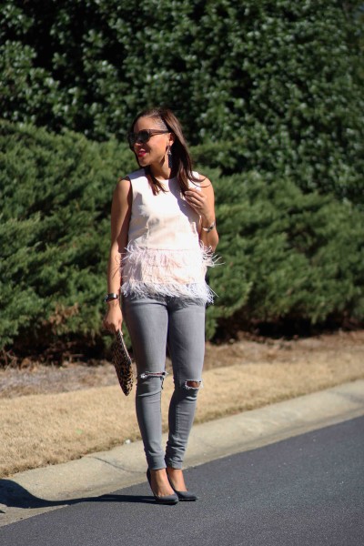 Pink Feather Top – Valentine’s Day Outfit