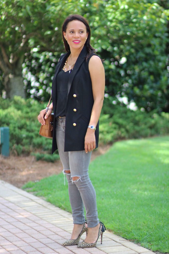 Express black double breasted vest