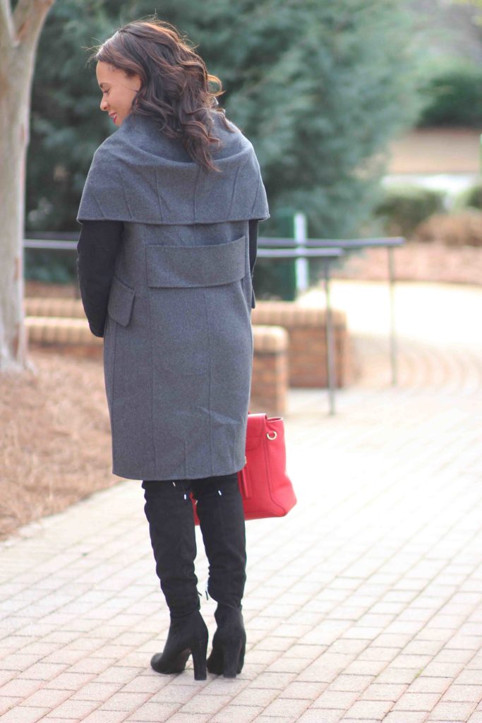 derek lam sleeveless jacket sam edleman black over the knee boots, sam edleman black otk boots, winter transitional outfit