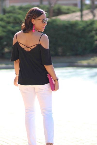 Black Cold Shoulder Top Under $40