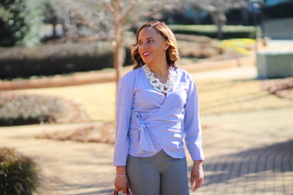 j crew cameron pant review, stripe shirt, nude suede heels, business casual work outfit, nicole to the nines