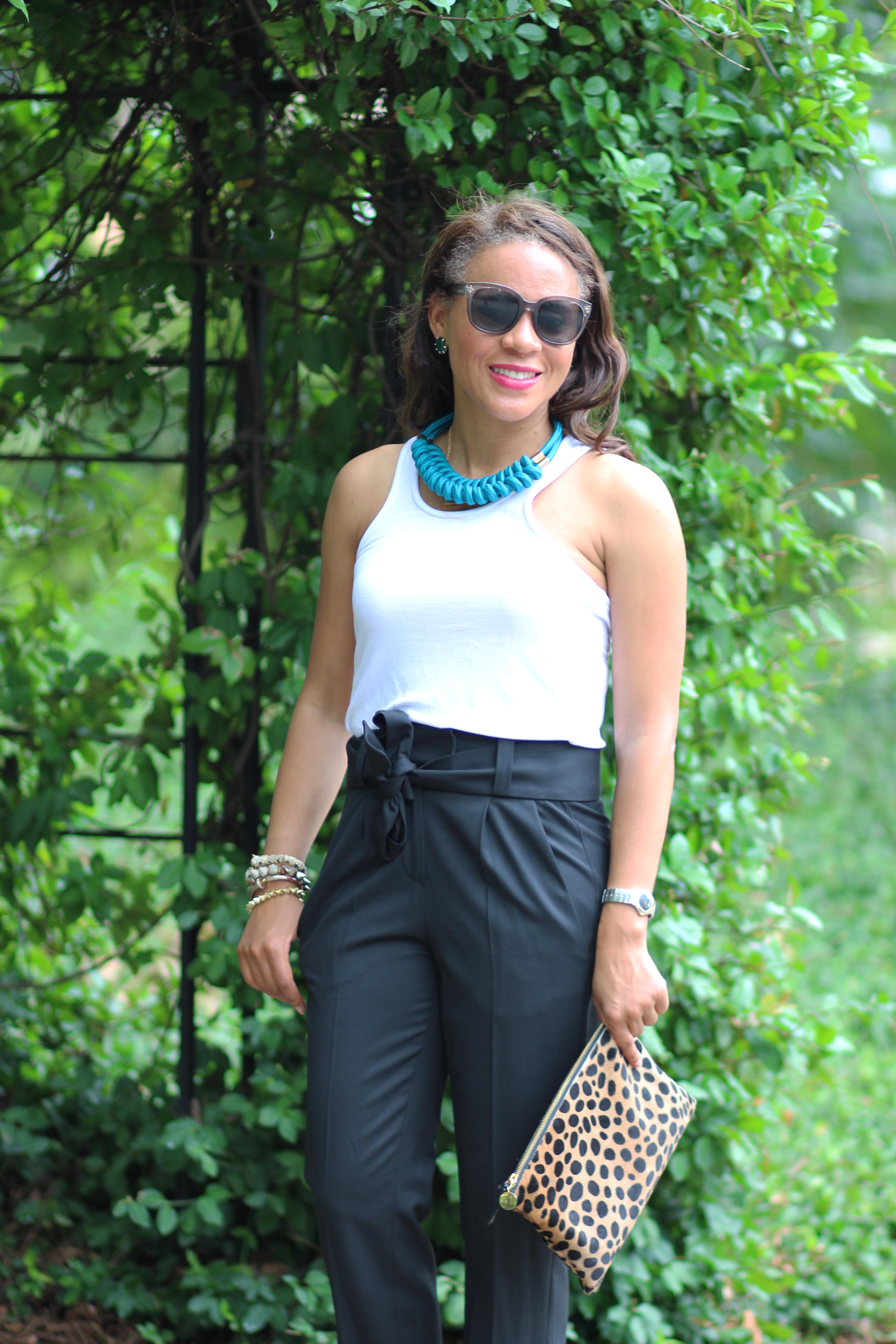 How to Wear Paper Bag Waist Pants - Nicole to the Nines